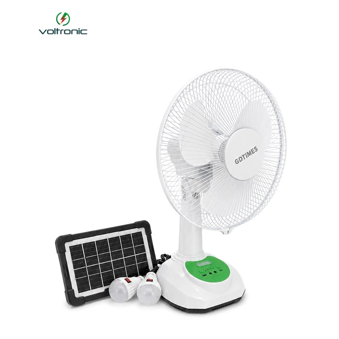 Вентилятор GDTIMES GD 8069LI, 12", Solar+ вбудований акумулятор, 2*USB лампочки, Box