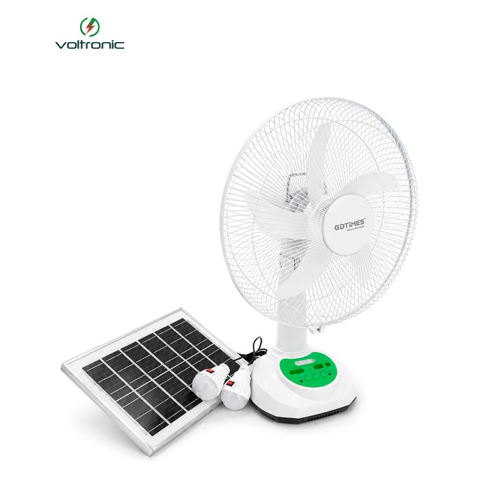 Вентилятор GDTIMES GD 8069LI-14, 14", Solar+ вбудований акумулятор, 2*USB лампочки, Box
