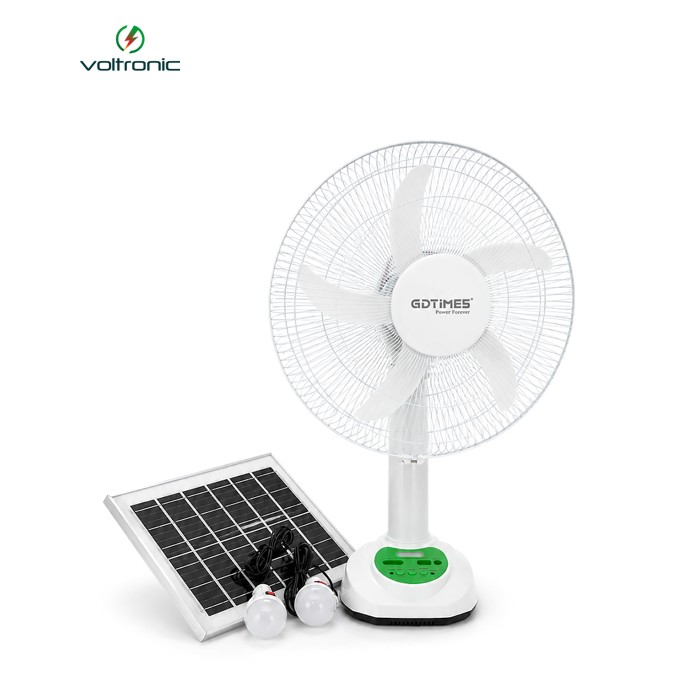 Вентилятор GDTIMES GD 8069LI-16, 16", Solar+ вбудований акумулятор, 2*USB лампочки, Box