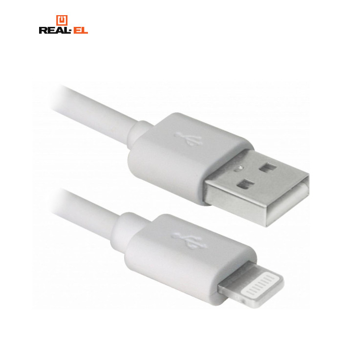 Дата кабель USB 2.0 AM to Lightning 1.0m MFI TPE White REAL-EL (EL123500055)