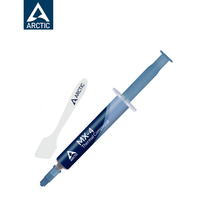 Термопаста Arctic Cooling MX-4 з лопаткою, Об'єм шприца - 4г, теплопровідністю 8.5 Вт/(м*К) та щільністю 2.5 г/куб.см. Термопаста не проводить струму, тому спричинити короткі замикання вона не зможе. ACTCP00031B