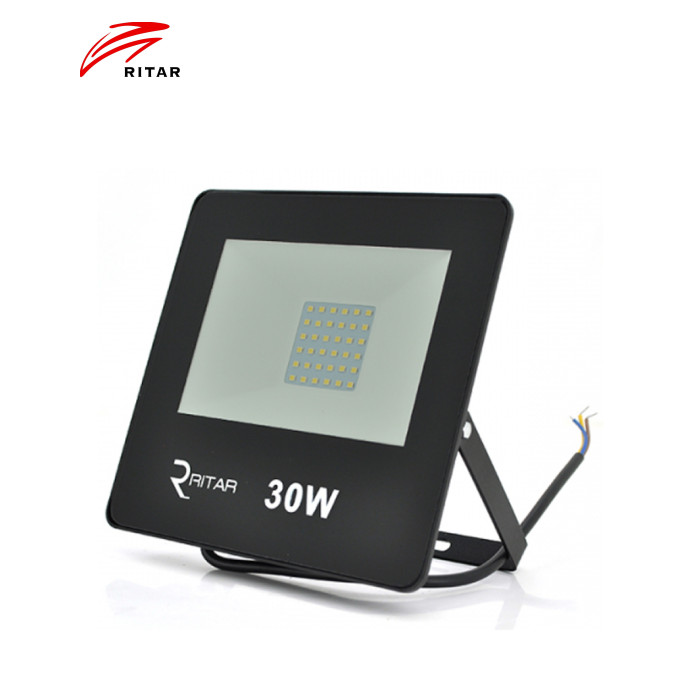 Прожектор SLIM LED RITAR RT-FLOOD30A, 30W, SMD2835, IP65, 2400Lm, 6500K (100%), Ra>70, 141*106*28mm, Black