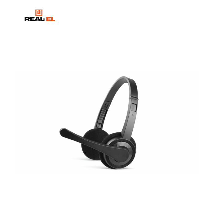 Наушники с микрофоном REAL-EL GD-012 Black, 1*Jack 3.5 мм, 32 Ом, открытые, 105 дБ, 1.5 м