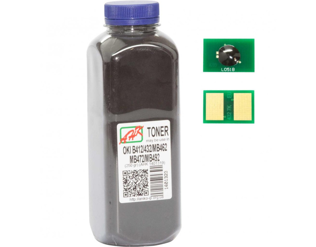 Тонер OKI B412/432/MB462 250г Black +chip AHK (1401339)