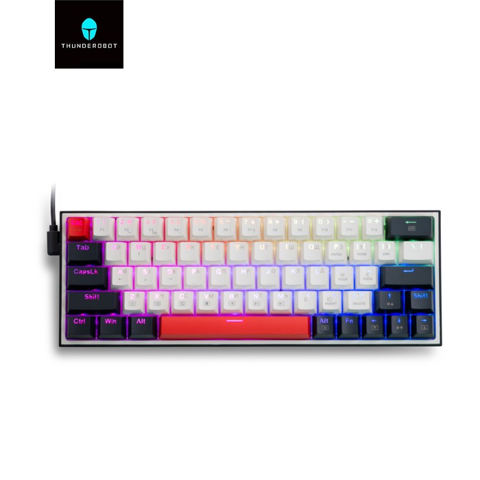 Клавиатура Thunderobot K63 RGB Red Switch USB UA White (6932066313449)