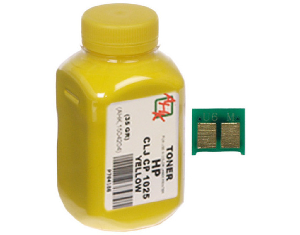 Тонер HP CLJ CP1025 35г Yellow +chip AHK (1500128)