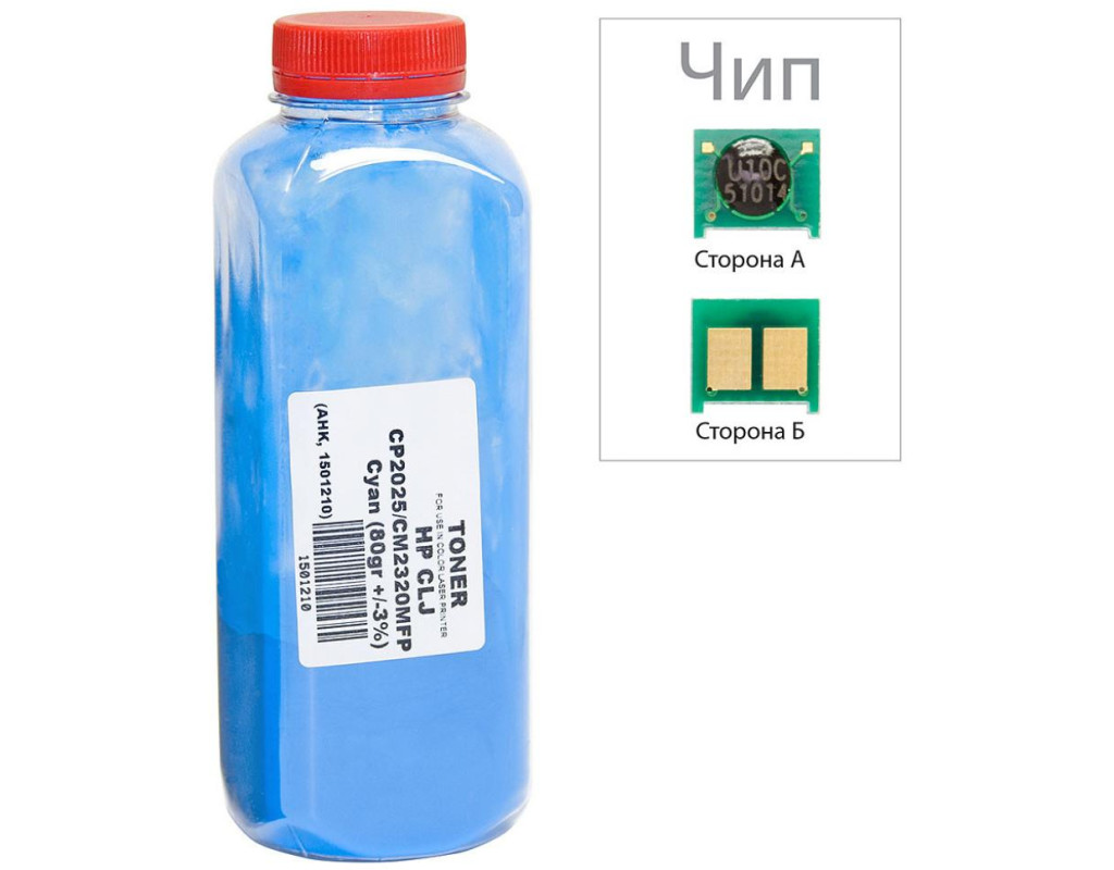Тонер HP CLJ CP2025/CM2320, 80г Cyan +chip AHK (1501233)