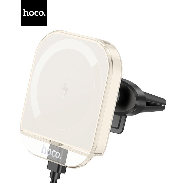 Автоутримувач HOCO HW17+ Wireless Charging 15W, кріплення на торпеду, затискач 50-90мм, Black, Box