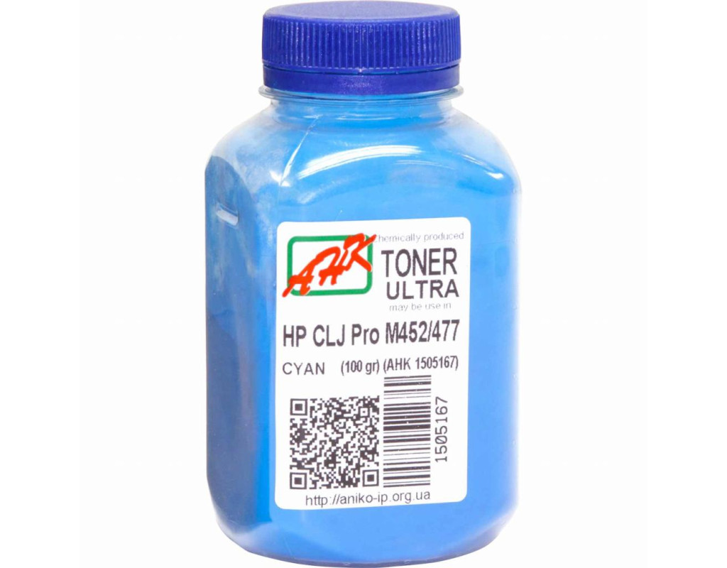 Тонер HP CLJ Pro M452/477, 100г Cyan ULTRA COLOR AHK (1505167)