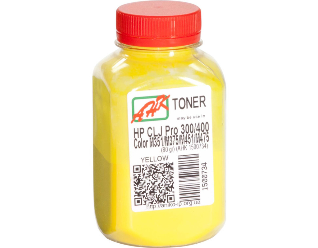 Тонер HP LJ Pro300/400, LJ Pro M351/M375/M451/M475, 80г Yellow AHK (1500734)