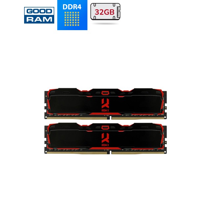 Модуль пам'яті для комп'ютера DDR4 32GB (2x16GB) 3200 MHz IRDM Black Goodram (IR-X3200D464L16A/32GDC)