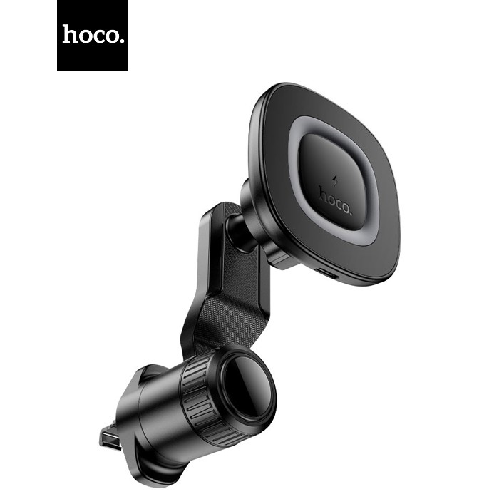 Автоутримувач HOCO HW30+ Wireless Charging 15W, кріплення на решітку, затискач 50-90мм, Gray, Box