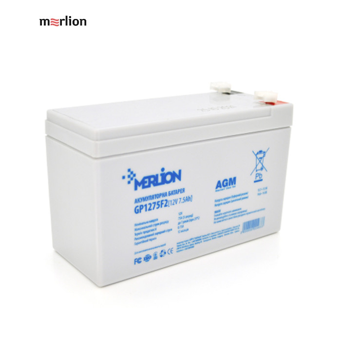 Аккумулятор 12V  7.5AH Merlion AGM GP1275F2 ( 150 x 65 x 95 (100) ) White