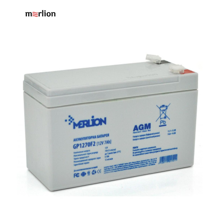 Аккумулятор 12V 7.0AH Merlion AGM 12V 7Ah, 151(L)*65(H)*100(W), клема F2