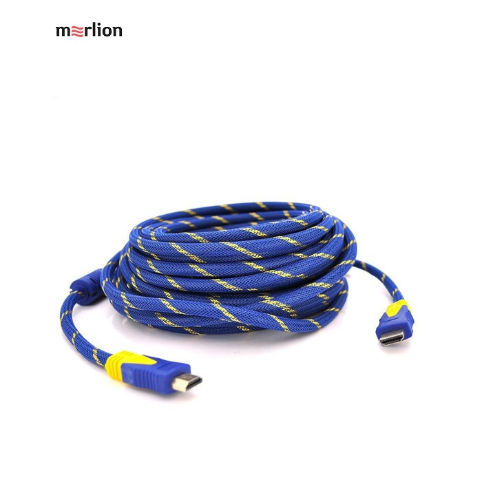 Кабель мультимедійний HDMI M to HDMI M 15.0m V1.4 blue-gold Merlion (YT-HDMI(M)/(M)NY/BL-15m)