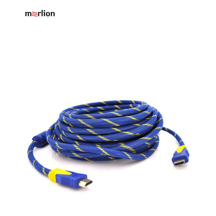 Кабель мультимедійний HDMI M to HDMI M 20.0m V1.4 blue/gold Merlion (YT-HDMI(M)/(M)NY/BL-20m)