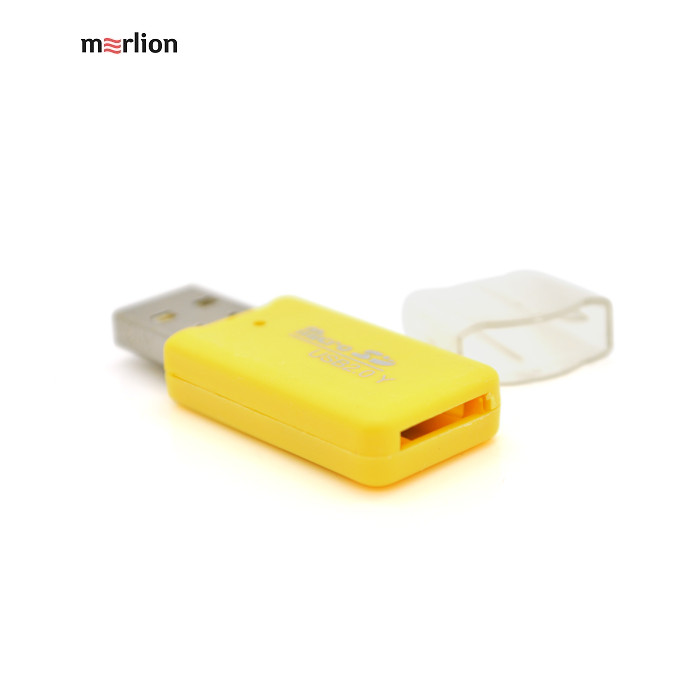 Кардридер зовнішній MERLION CRD-1VL TF/Micro SD, USB2.0, Yellow, (01022)