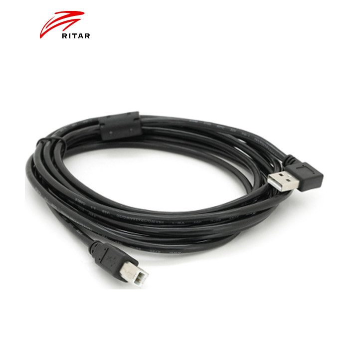 Кабель для принтера USB 2.0 AM/BM 3.0m 90° corner black Ritar (YT-AM/BM90°-3.0B)