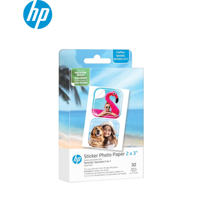 Фотопапір HP Zink 2x3" CutOut Sticker 30sh (60 stickers) glossy (HPIZ2X330C)