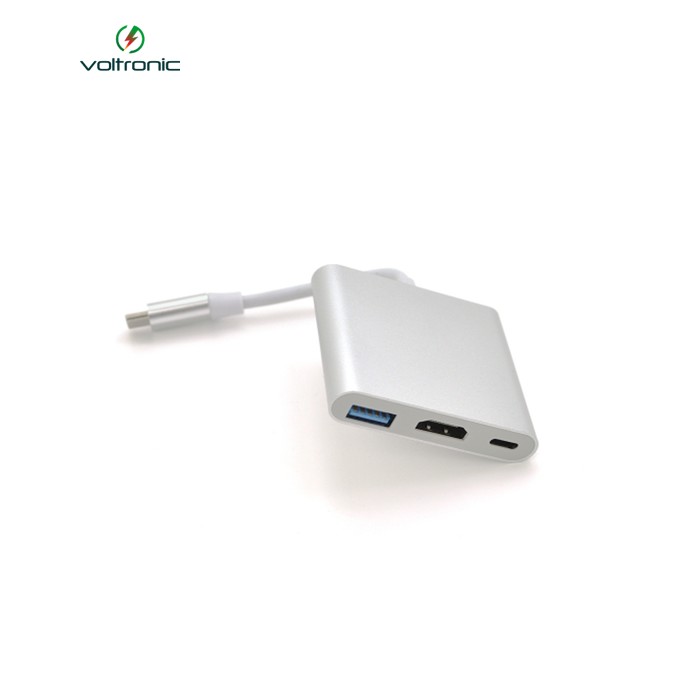Концентратор Voltronic USB-C 3-in-1 USB 3.0 + USB-C + HDMI 0.1m 4K/2K silver (YT-C-T-C(M)/HDMI(F)/USB3)