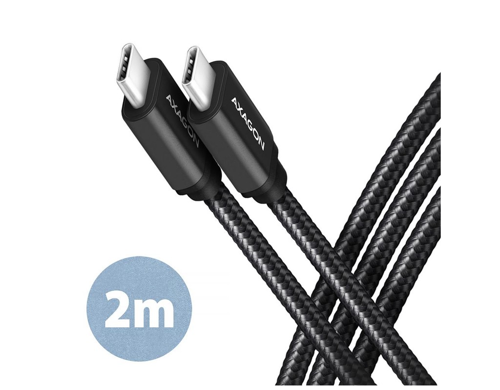 Дата кабель USB-C to USB-C 2.0m v3.2 Gen 1 PD 60W 3A black AXAGON (BUCM3-CM20AB)
