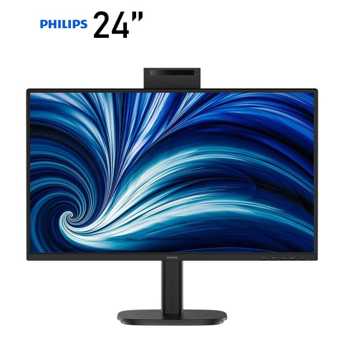TFT 23.8" Philips 24B2N3200JH, IPS, 120Гц, VGA, HDMI, DP, USB-hub, cam, HAS, Pivot, колонки, чорний