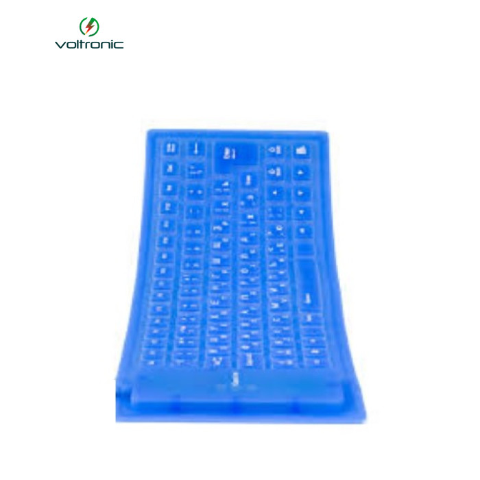 Беспроводная Bluetooth клавиатура резиновая гибкая 85KB клавиш, USB, (Eng/Pyc), Blue/White, Blister-Box