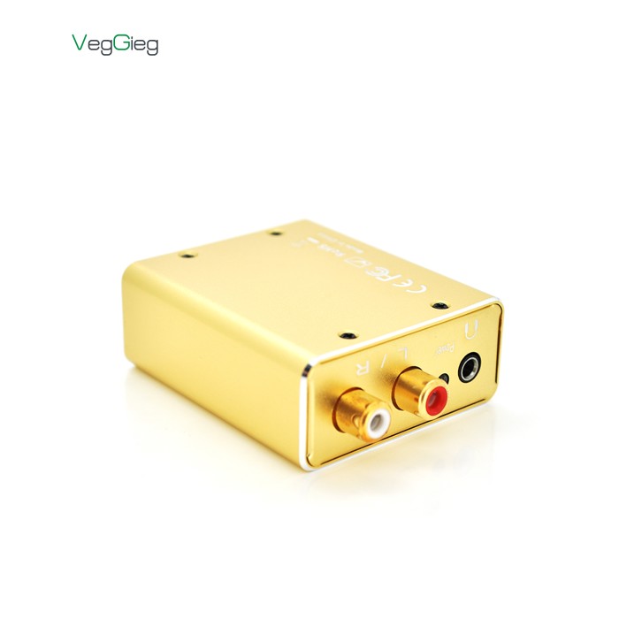 Активний конвертер VEGGIEG F101 з цифрового (SPDIF) в аналоговий (RCA) аудіо сигнал, Gold