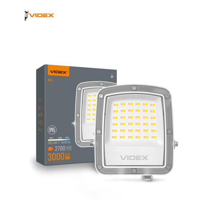 Прожектор Videx F5 30W 3000-5000-6500K 230V White (VL-F5-030CW)