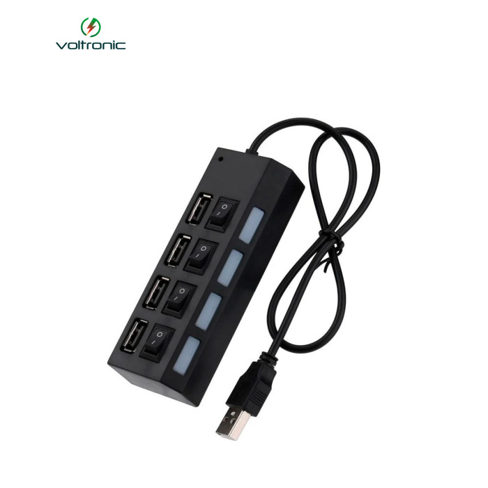 Концентратор Voltronic USB 2.0 to 4xUSB with switches black (YT-HWS4HS-B)