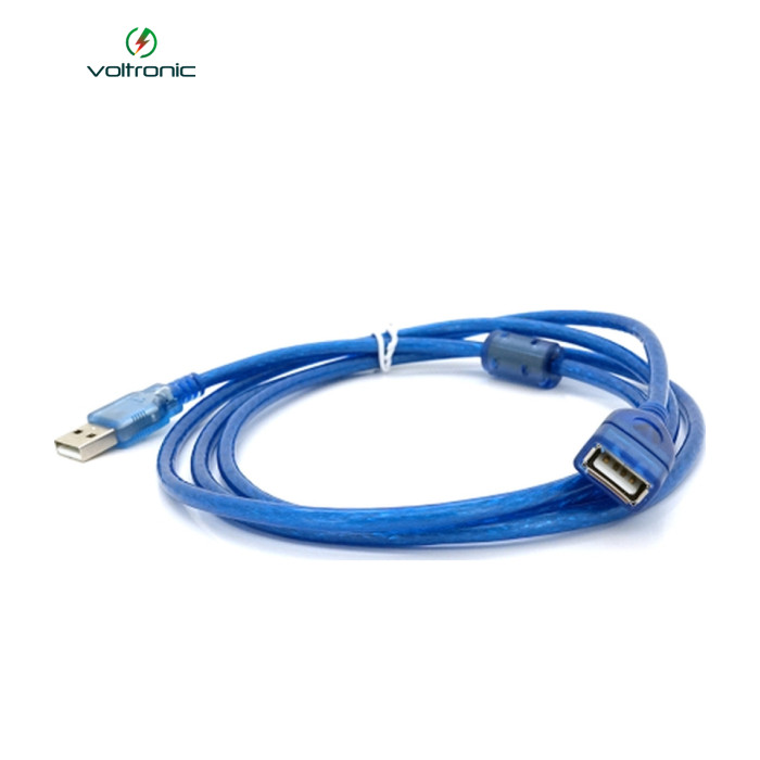 Дата кабель USB 2.0 AM/AF 1.5m ferrite transparent blue Voltronic (YT-AM/AF-1.5TBL)