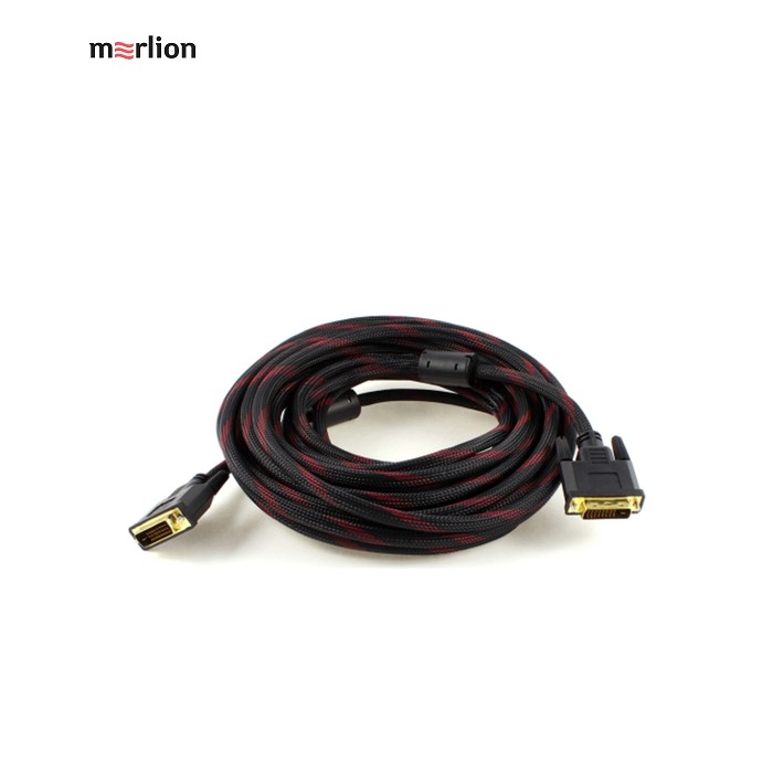 Кабель мультимедийный DVI M to DVI M 5.0m 24+1pin black/red Merlion (YT-DVI(M)/(M)NY/RD-5.0m)