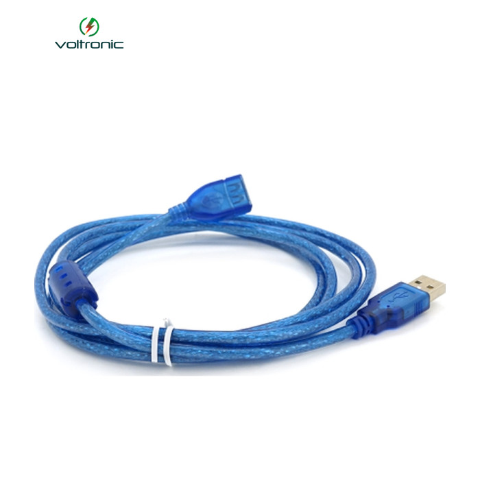 Дата кабель USB 2.0 AM/AF 1.8m ferrite transparent blue Voltronic (YT-AM/AF-1.8TBL)