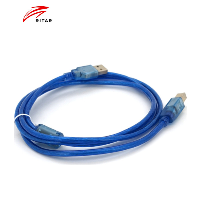 Кабель для принтера USB 2.0 AM/BM 1.5m ferrite blue Ritar (YT-AM/BM-1.5TBL)