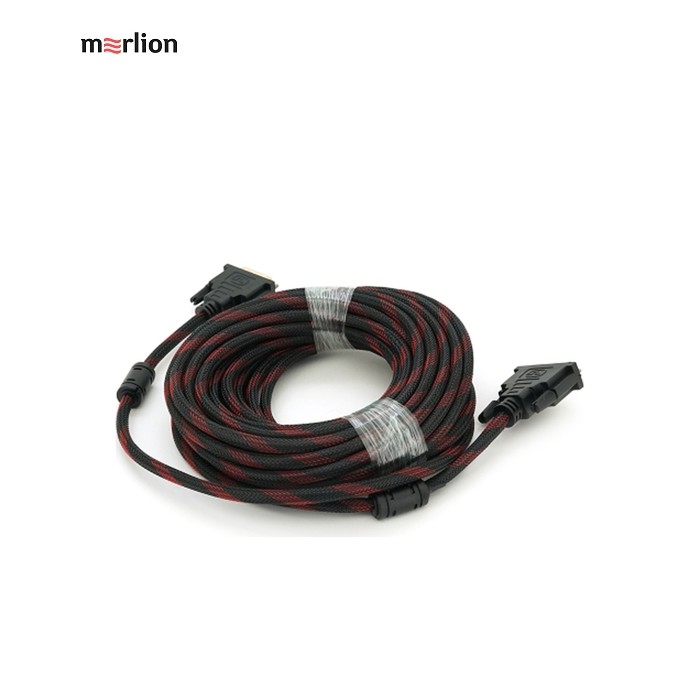 Кабель мультимедийный DVI M to DVI M 10.0m 24+1pin black/red Merlion (YT-DVI(M)/(M)NY/RD-10m)