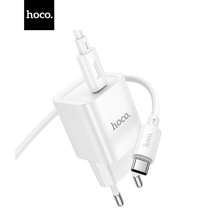Набір СЗУ 110-240V HOCO C146A + кабель Type-C, 1xUSB-C, PD20W, 1м кабель, White, Box