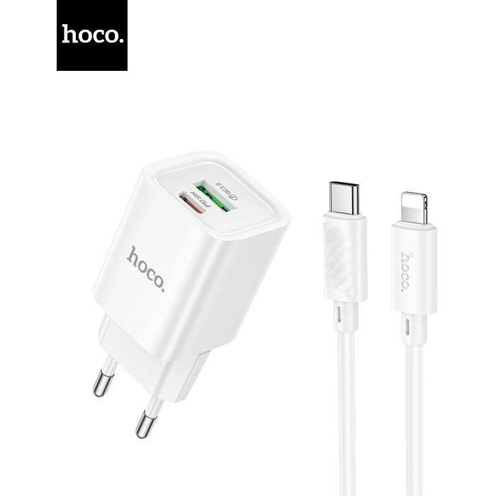 Набір СЗУ HOCO C149A + Type-C / Lighting кабель, 1xUSB+1xUSB-C, PD30W+QC3.0, кабель 1м, White, Box