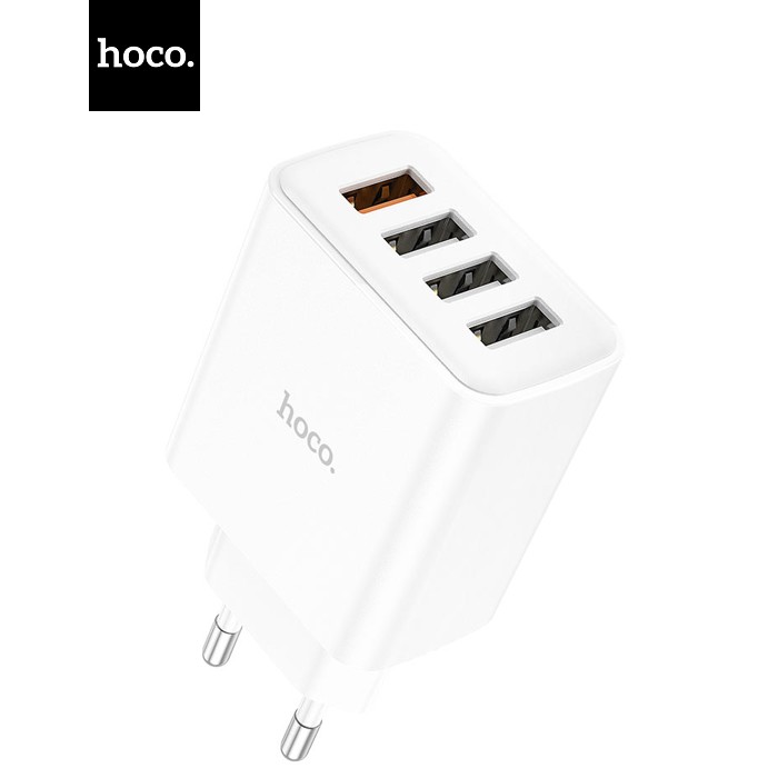 СЗУ 110-240V HOCO C102A 4xUSB, QC3.0, White, Blister