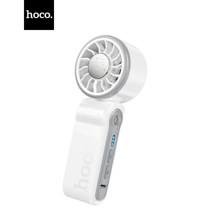Портативний ручний вентилятор HOCO HX604, 10W, R60мм, 3 режими, вбудований акумулятор 3000mAh, USB кабель, White, Box