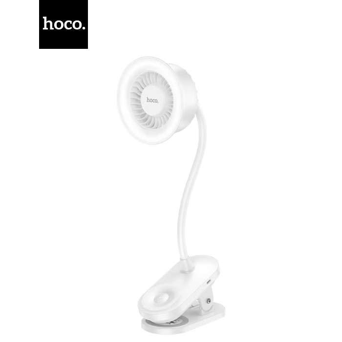 Портативний настільний вентилятор HOCO HX610, 4.5W, кріплення-прищіпка, вбудований акумулятор 1800mAh, USB кабель, Black, Box
