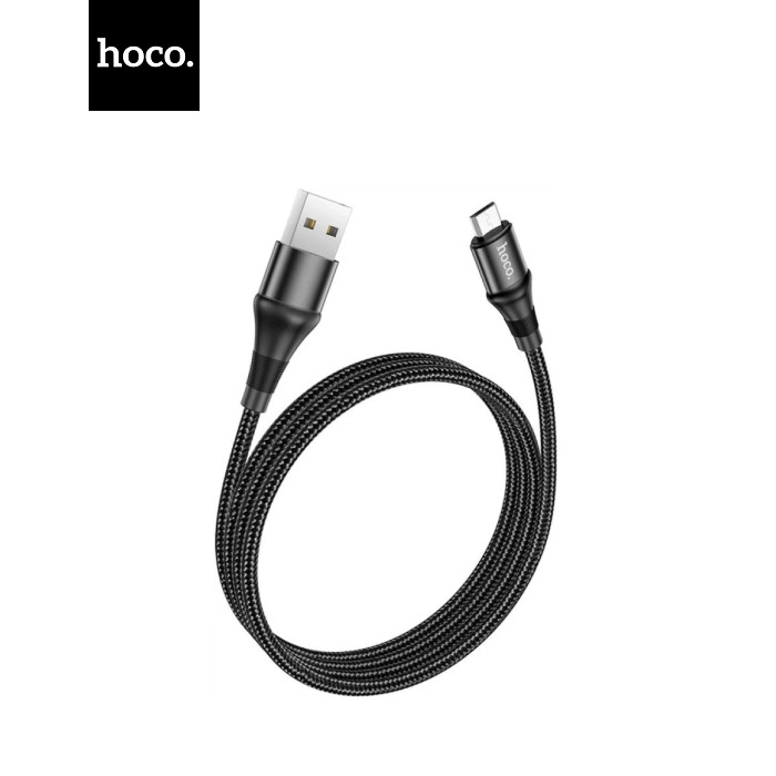 Дата кабель USB 2.0 AM to Micro 5P 1.0m 2.4A nylon X50 black HOCO (6931474734211)