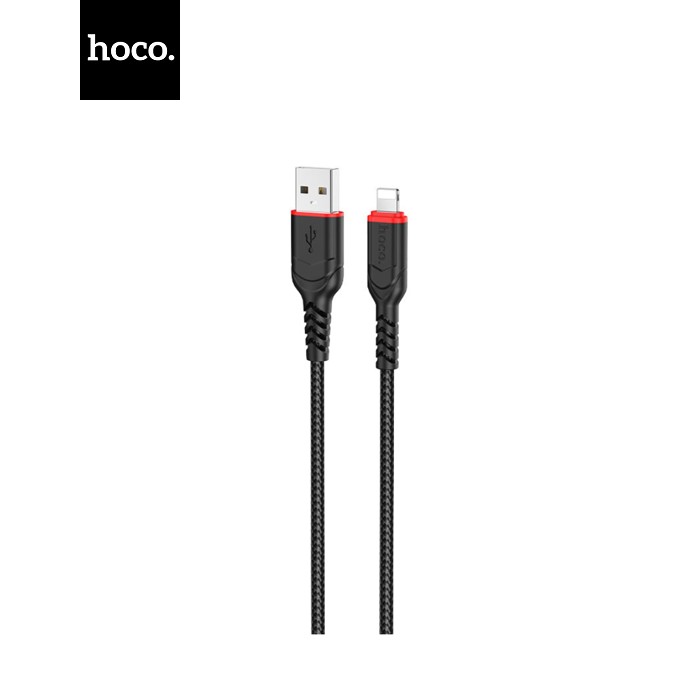 Дата кабель USB 2.0 AM to Lightning 1.0m 2.4A nylon X59 black HOCO (6931474744869)