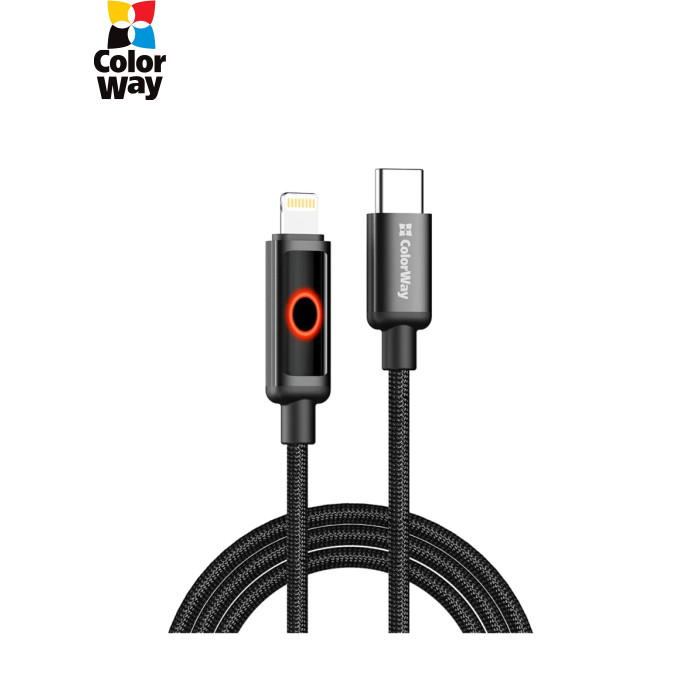 Дата кабель USB-C to Lightning 1.0m PD30W black ColorWay (CW-CBPDCL103-BK)