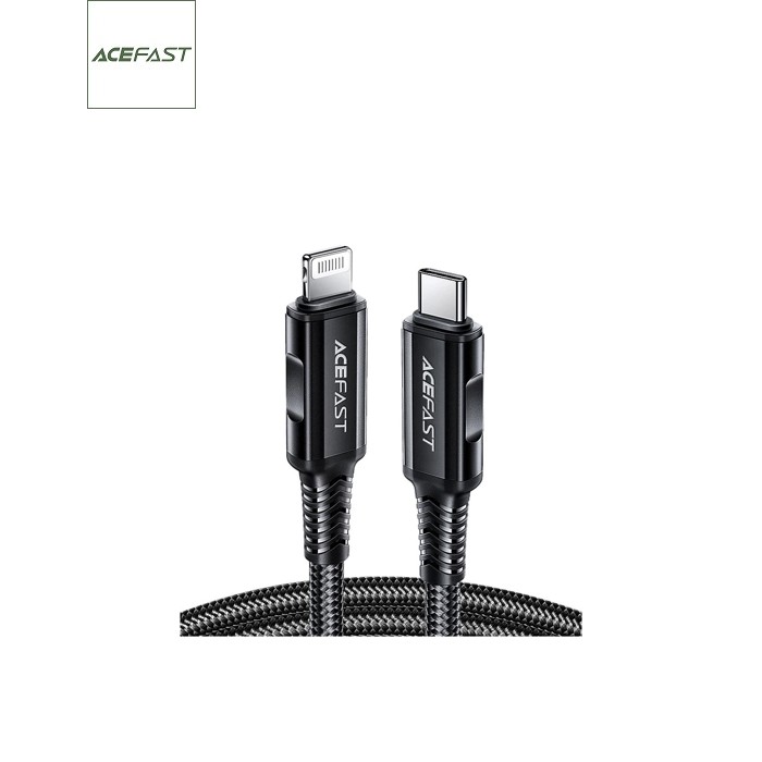Дата кабель USB-C to Lightning 1.8m 30W 3A nylon black Acefast (6974316281306)