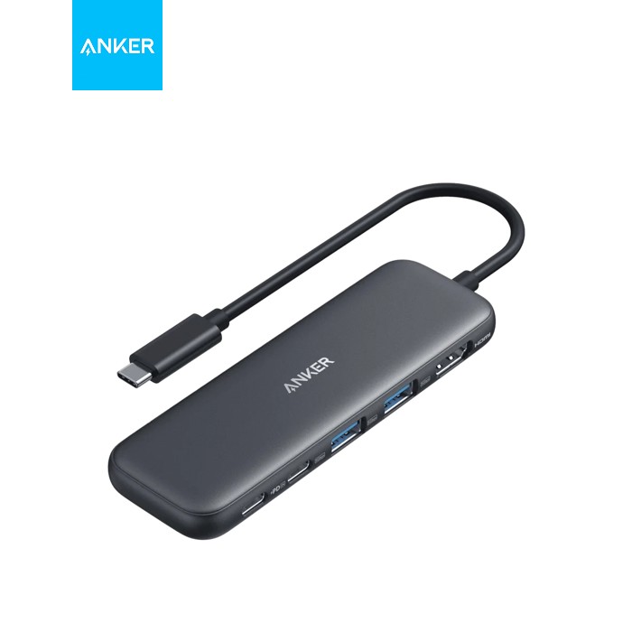 Концентратор Anker USB-C 5-in-1 2xUSB-A + USB-C 5Gbps + HDMI 4K + USB-C PD in 100W black (A8355H11)