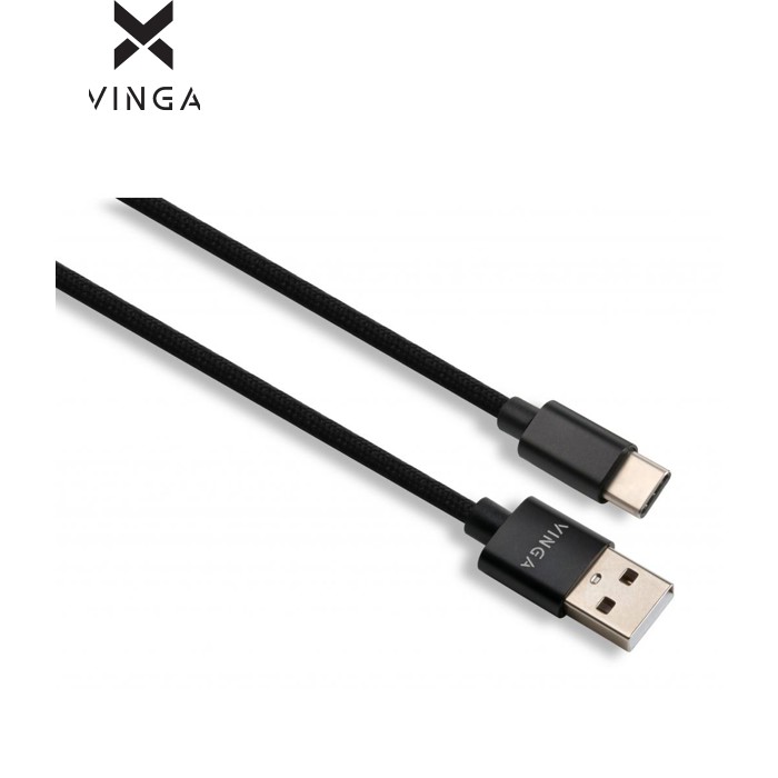Дата кабель USB 2.0 AM to USB-C 1.0m nylon black Vinga (VCPDCTCNB1BK)