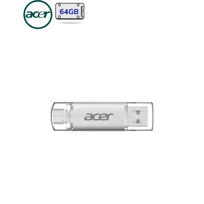 USB флеш накопичувач Acer 64GB UT300 USB-A/Type-C 3.2 Silver (BL.9BWWA.589)