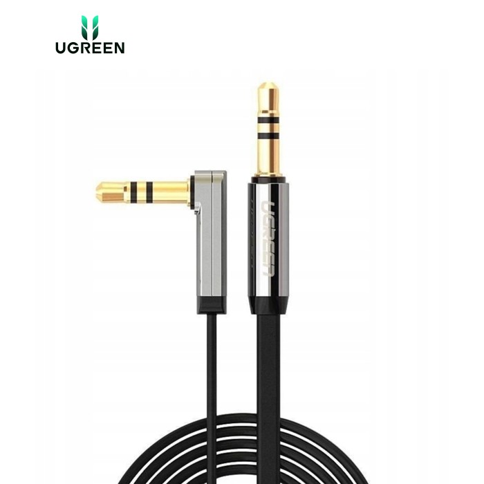Кабель мультимедийный 3.5mm M to 3.5mm M 2.0m 90° corner black Ugreen (UGR-10599)