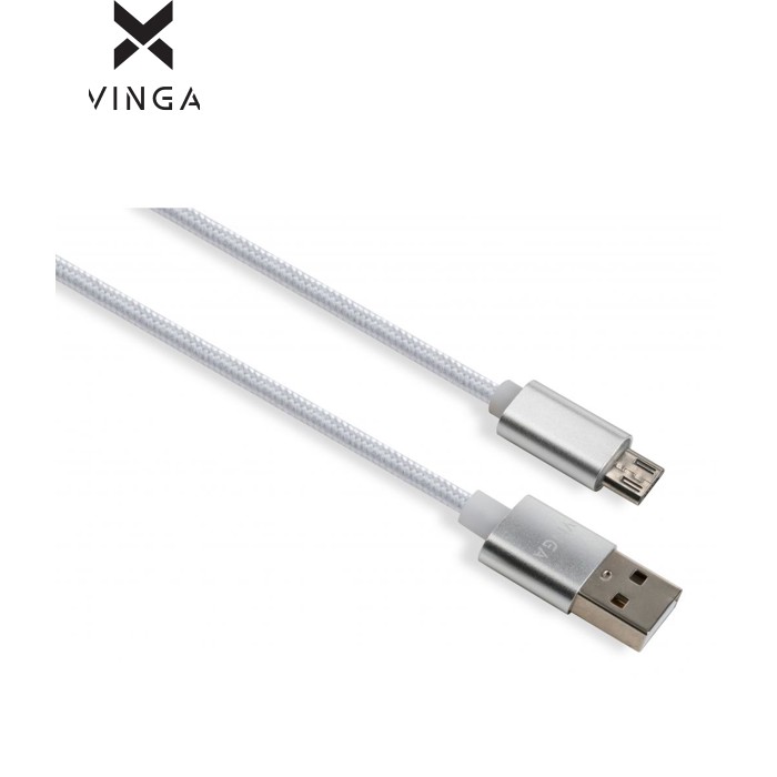 Дата кабель USB 2.0 AM to Micro 5P 1m LED silver Vinga (VCPDCMLED1S)