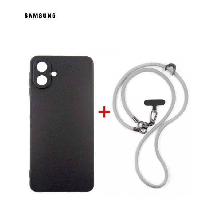Чехол для мобильного телефона Dengos Case + Cross-body Strap Samsung Galaxy A07 Black+Grey (DG-KM-CCRB-15)